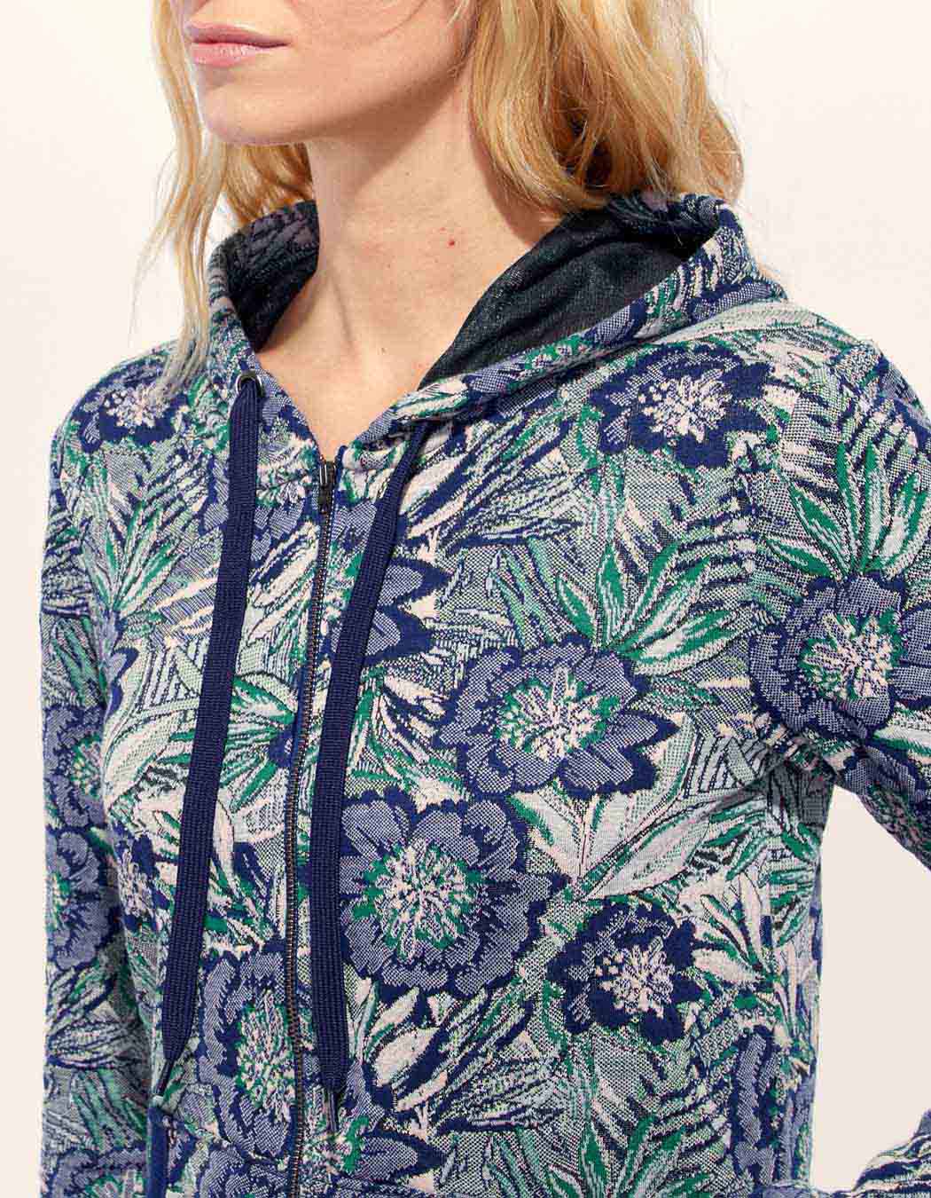 Sweat zippé maille jacquard YUMI
