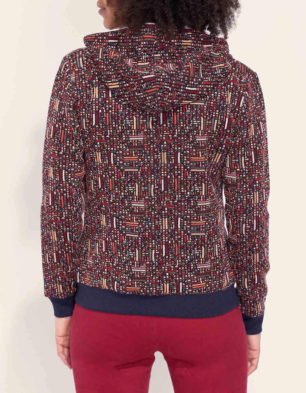 Sweat zippé maille jacquard YUMI