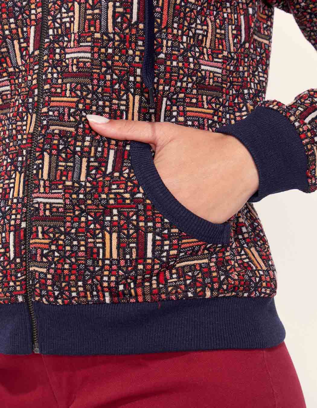 Sweat zippé maille jacquard YUMI