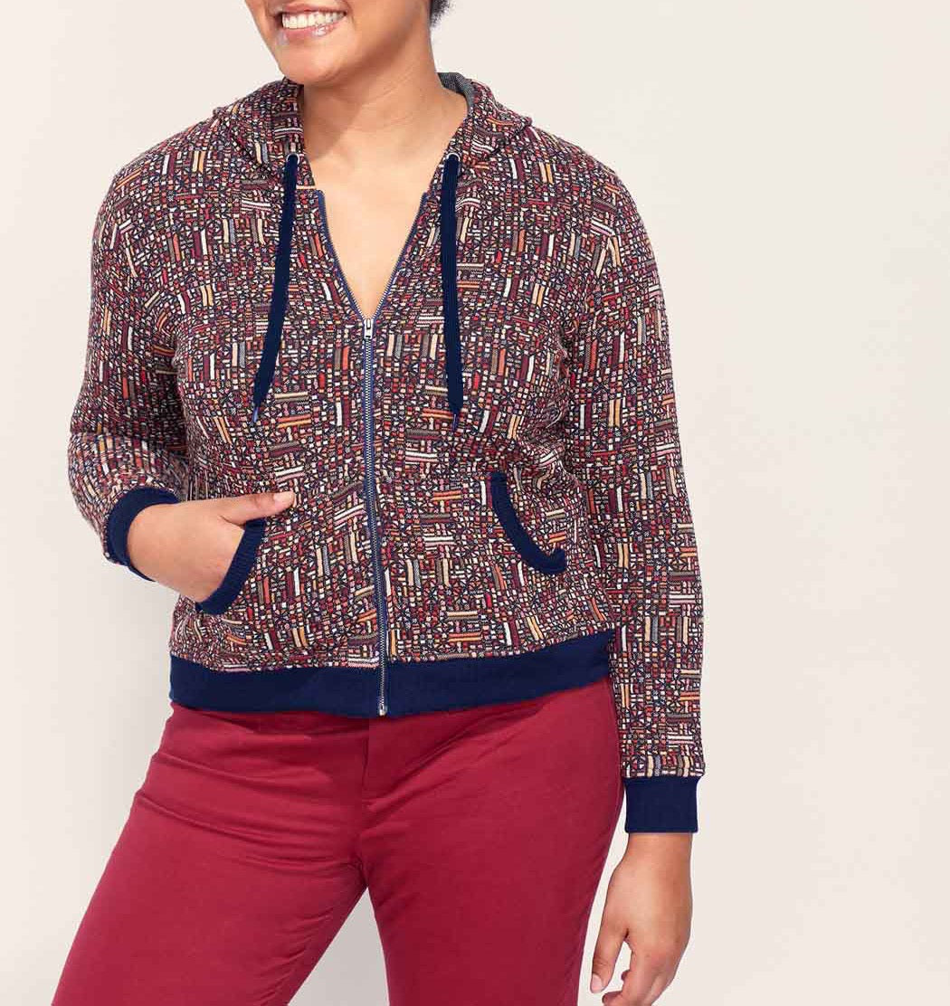 Sweat zippé maille jacquard YUMI