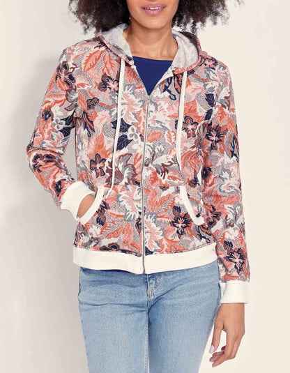 Sweat zippé maille jacquard YUMI