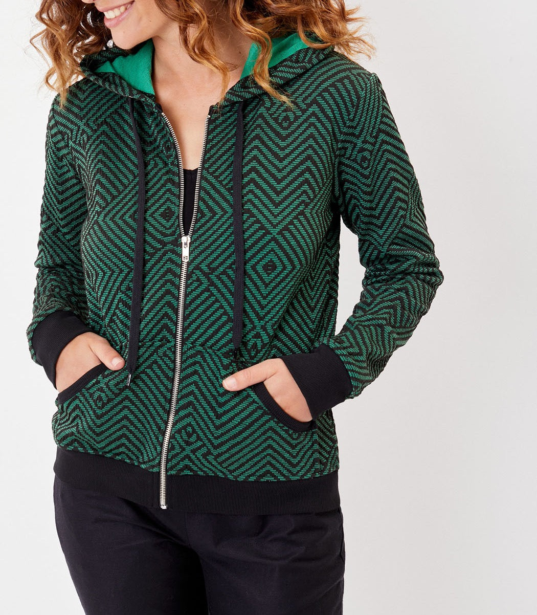 Sweat zippé maille jacquard YUMI