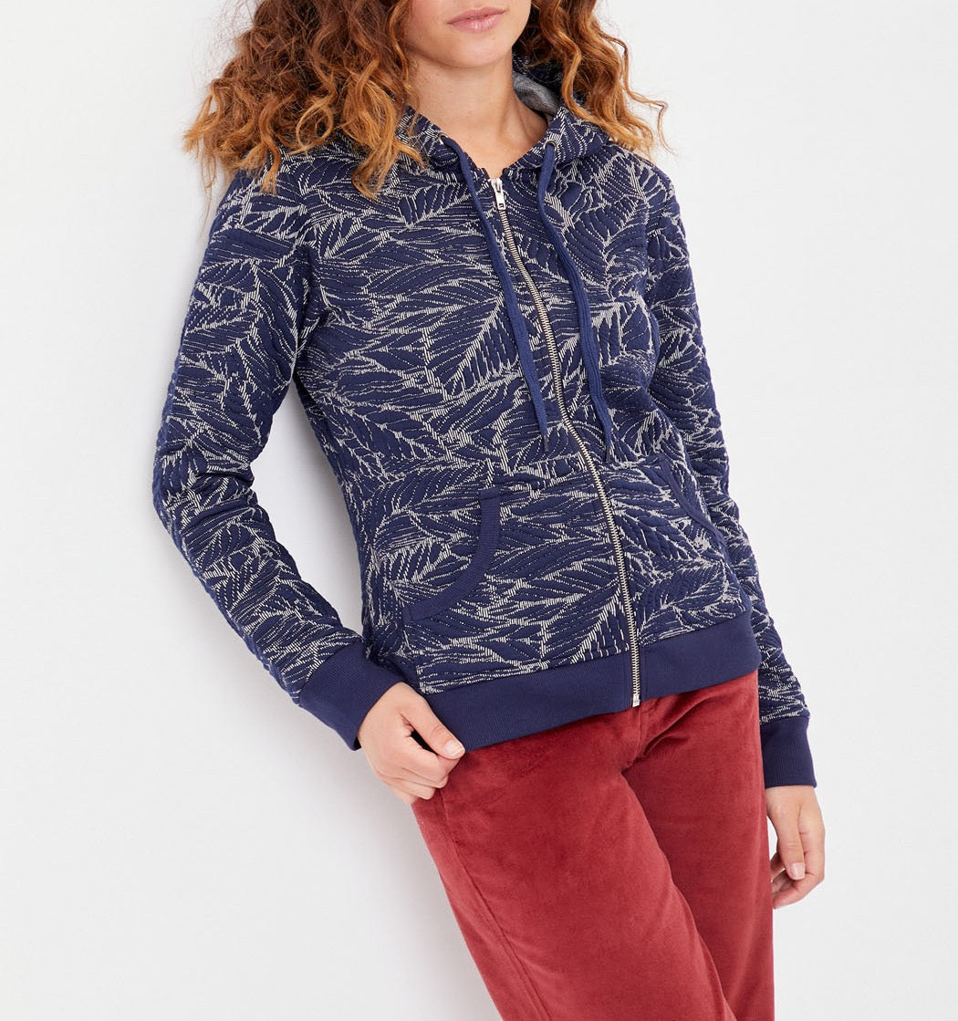 Sweat zippé maille jacquard YUMI
