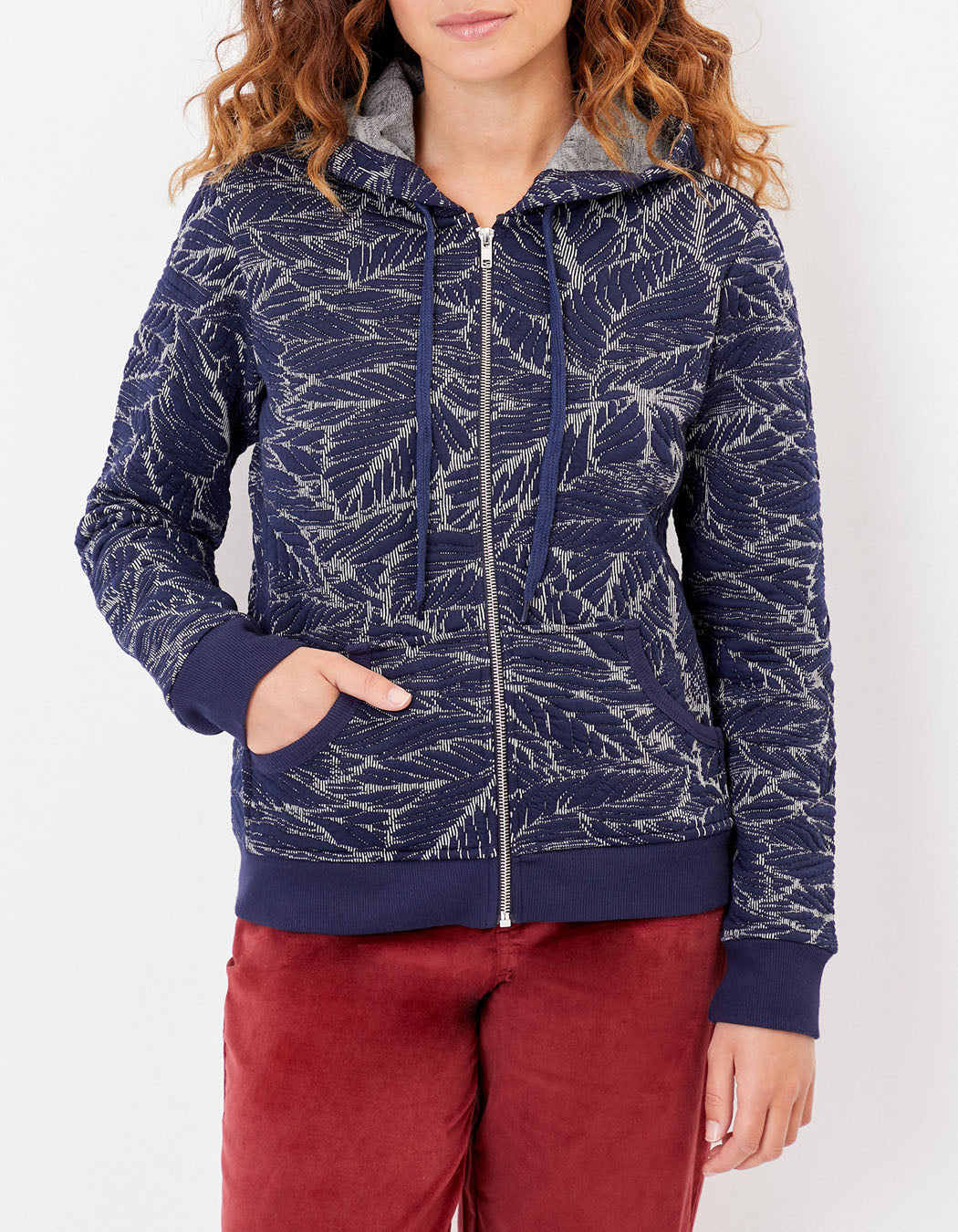 Sweat zippé maille jacquard YUMI