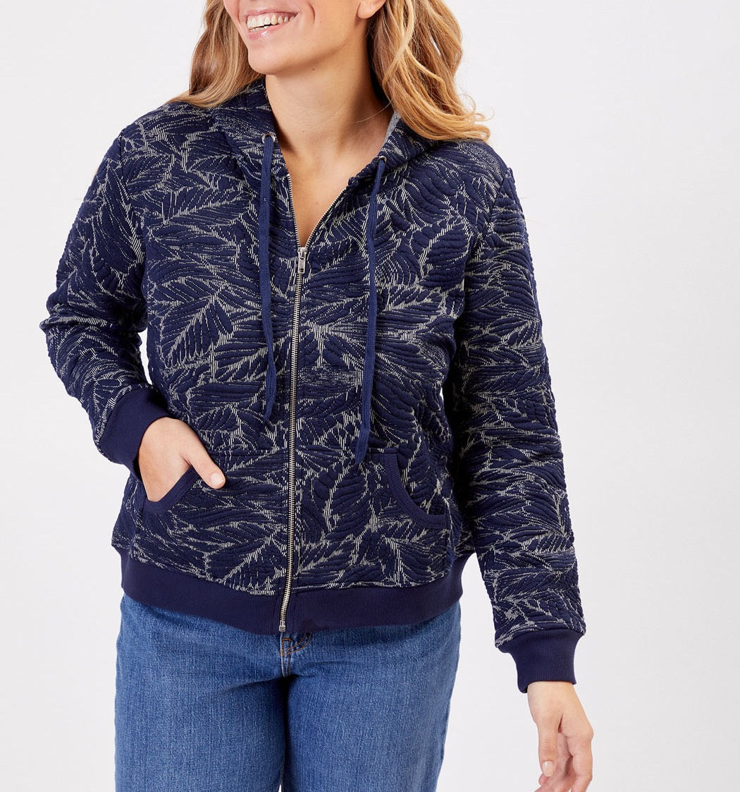 Sweat zippé maille jacquard YUMI