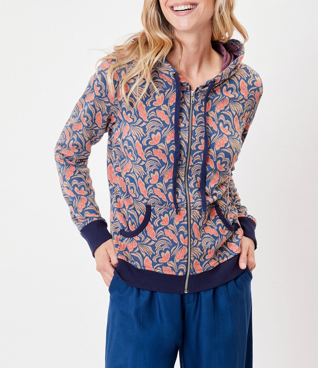 Sweat zippé maille jacquard YUMI