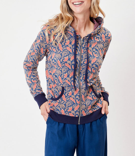 Sweat zippé maille jacquard YUMI