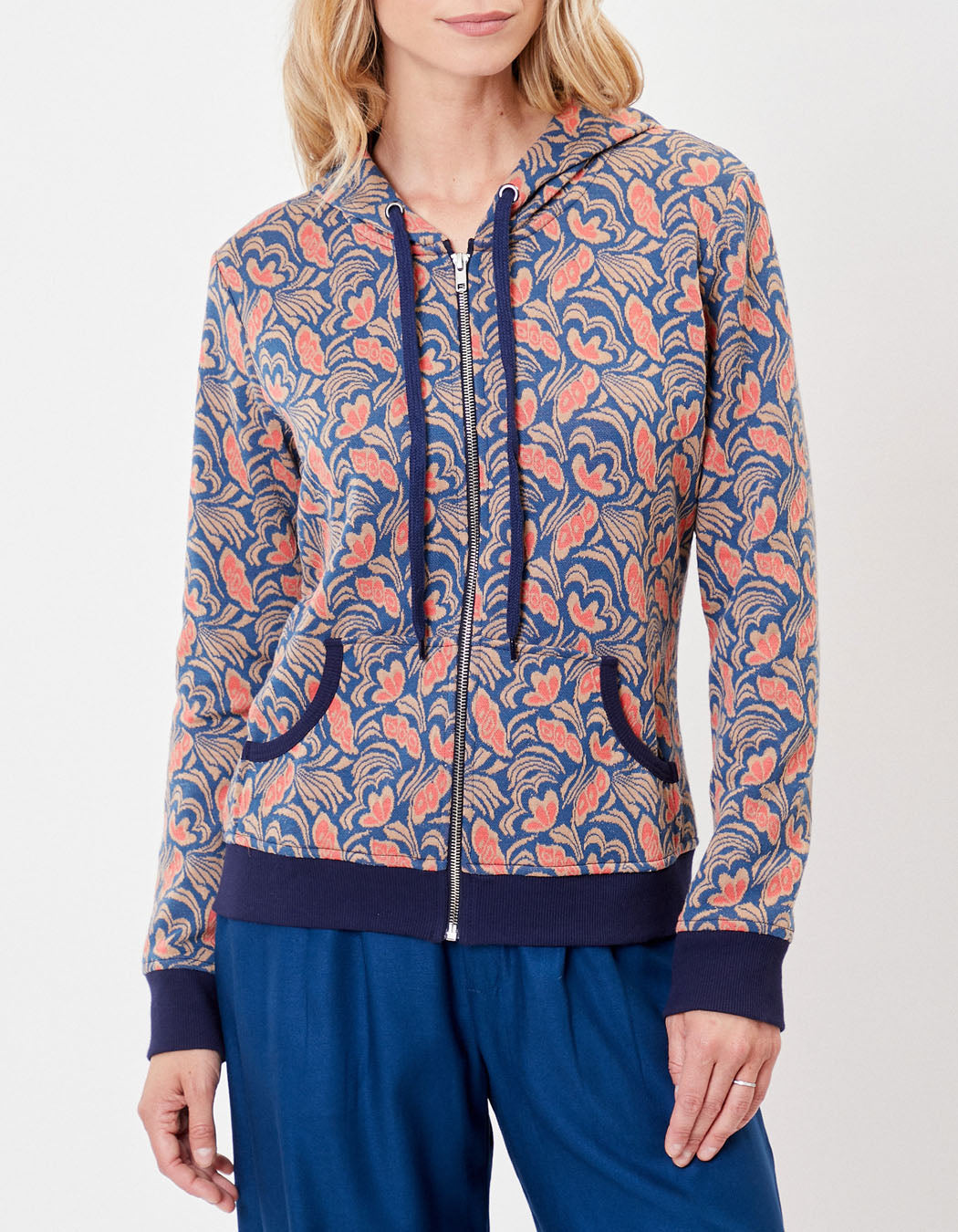 Sweat zippé maille jacquard YUMI