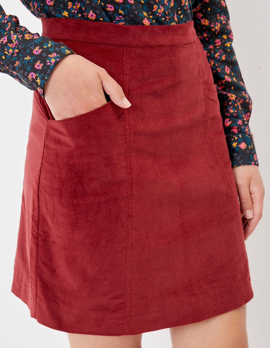 Jupe velours imprimé stretch évasée DELHI