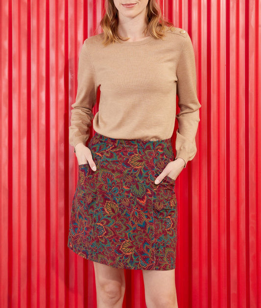 Jupe velours imprimé stretch évasée DELHI