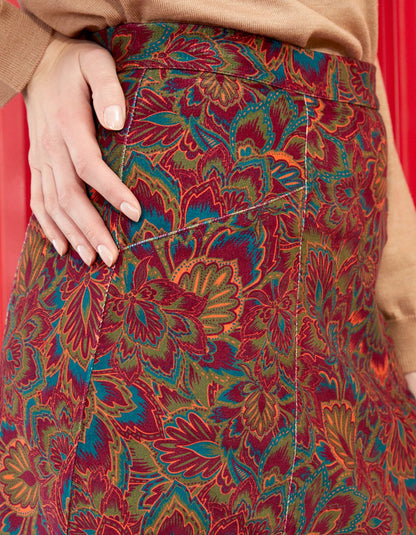 Jupe velours imprimé stretch évasée DELHI
