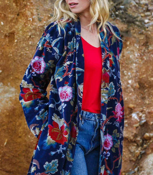 Kimono long velours lisse KIMLO