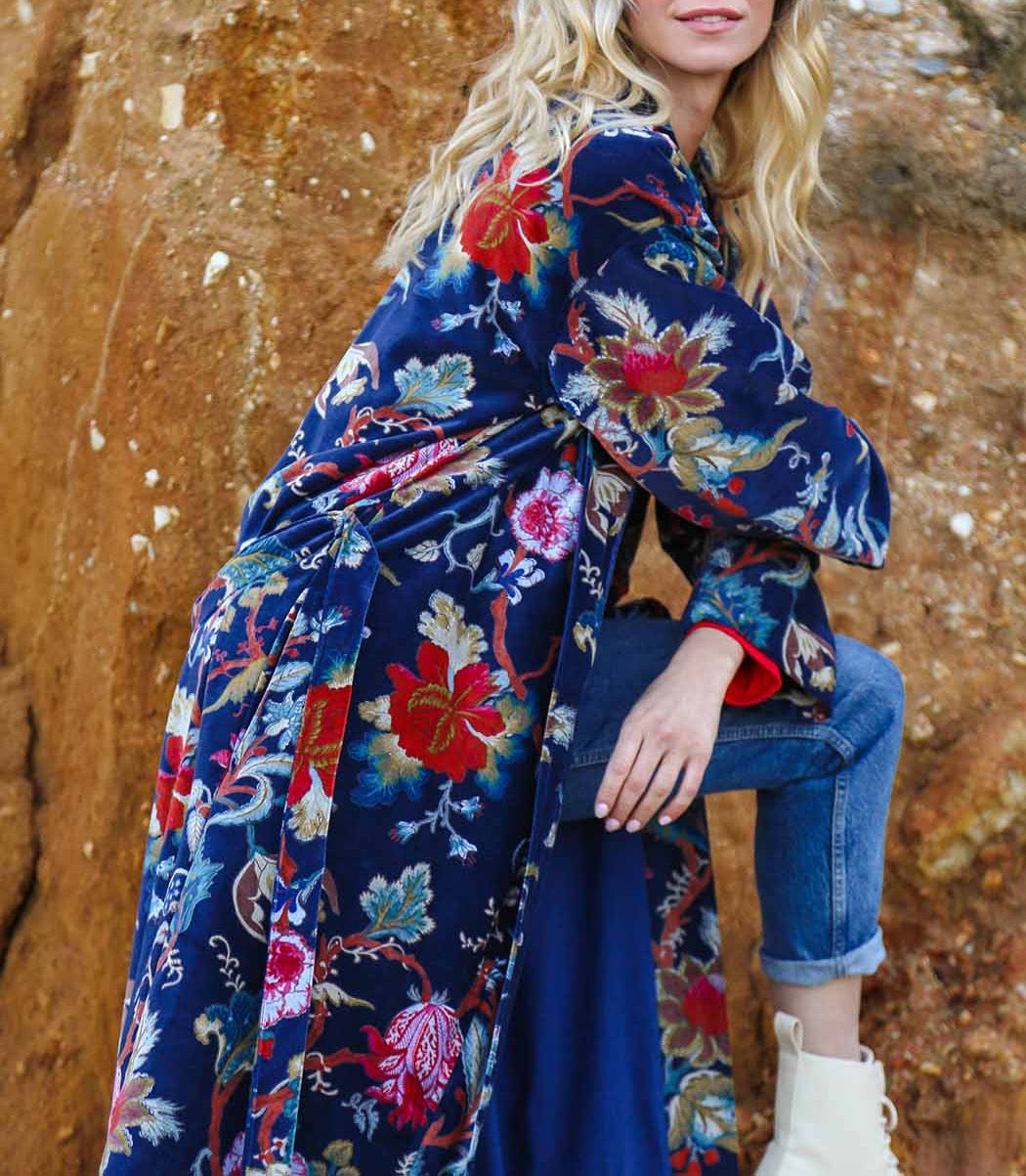 Kimono long velours lisse KIMLO