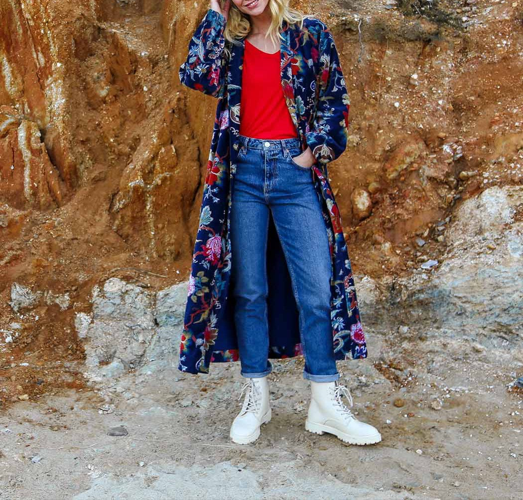 Kimono long velours lisse KIMLO
