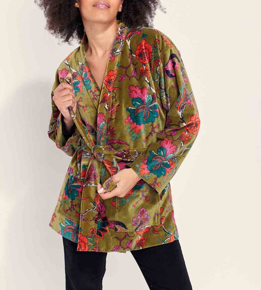 Kimono court velours lisse  KIMSHO