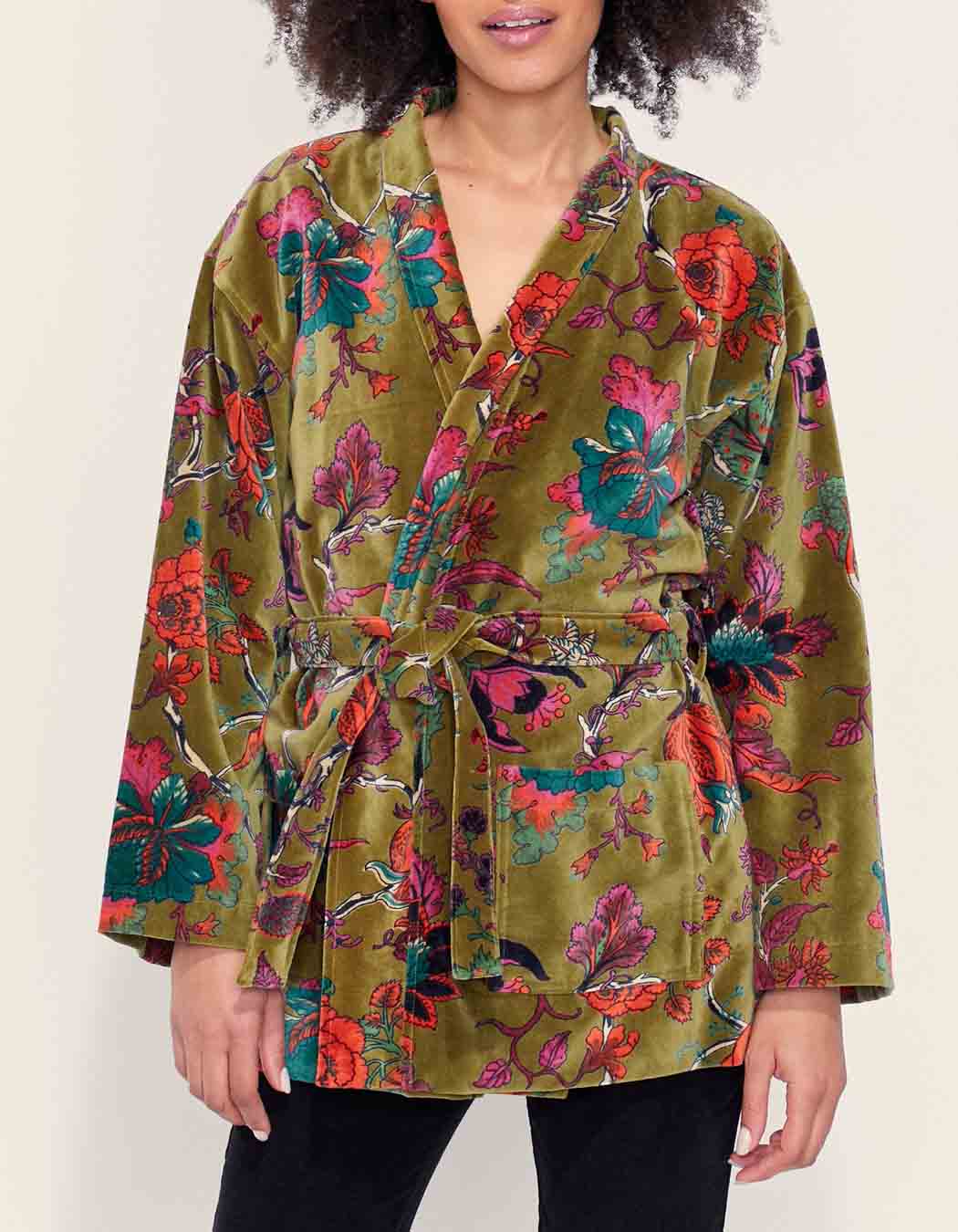 Kimono court velours lisse  KIMSHO