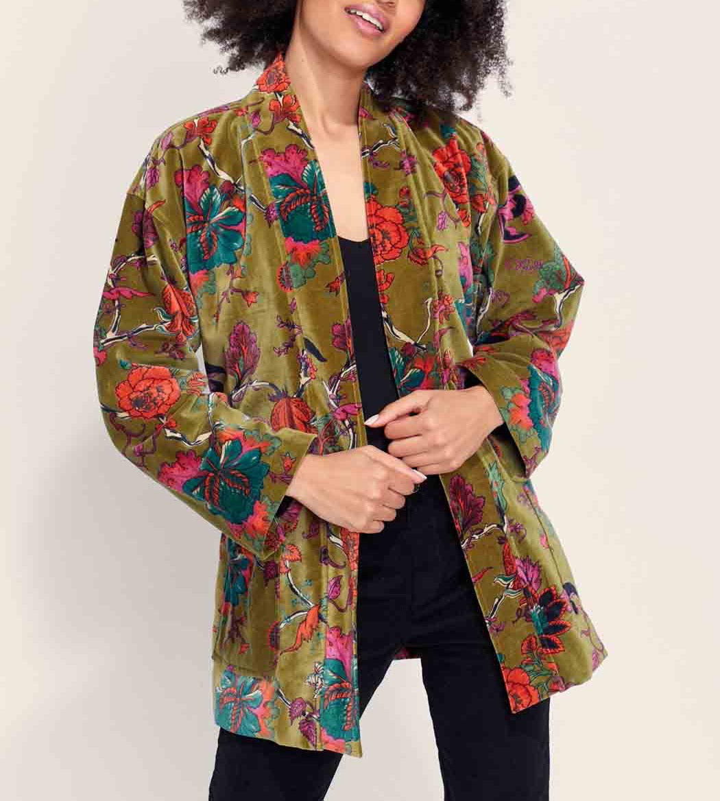 Kimono court velours lisse  KIMSHO