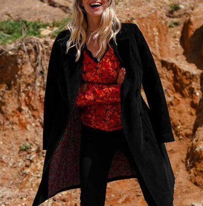 Manteau velours côtelé uni mi-long BARINA