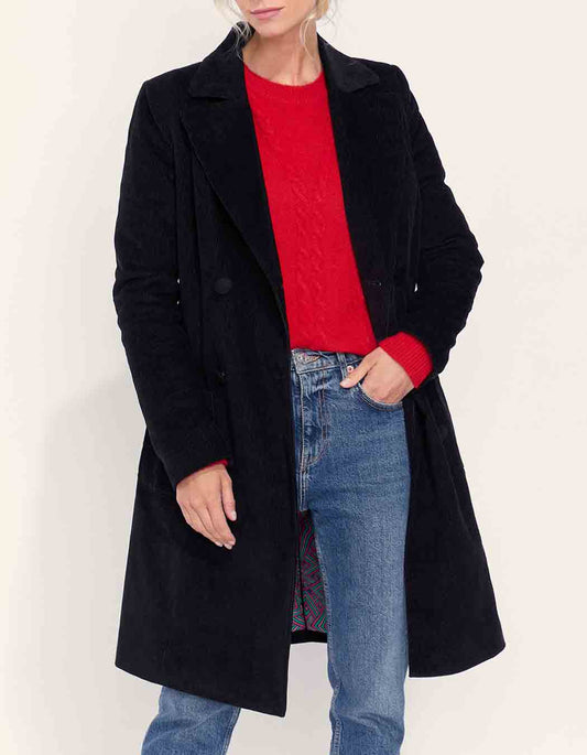 Manteau velours côtelé uni mi-long BARINA