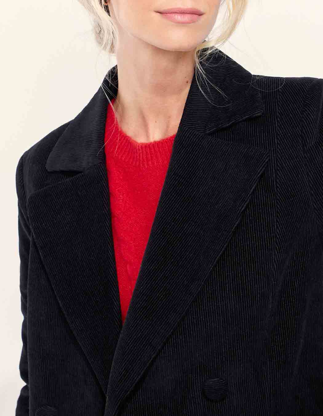Manteau velours côtelé uni mi-long BARINA