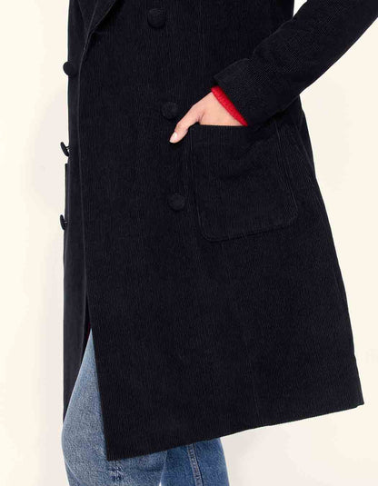 Manteau velours côtelé uni mi-long BARINA