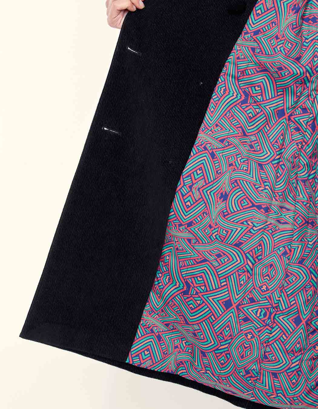 Manteau velours côtelé uni mi-long BARINA