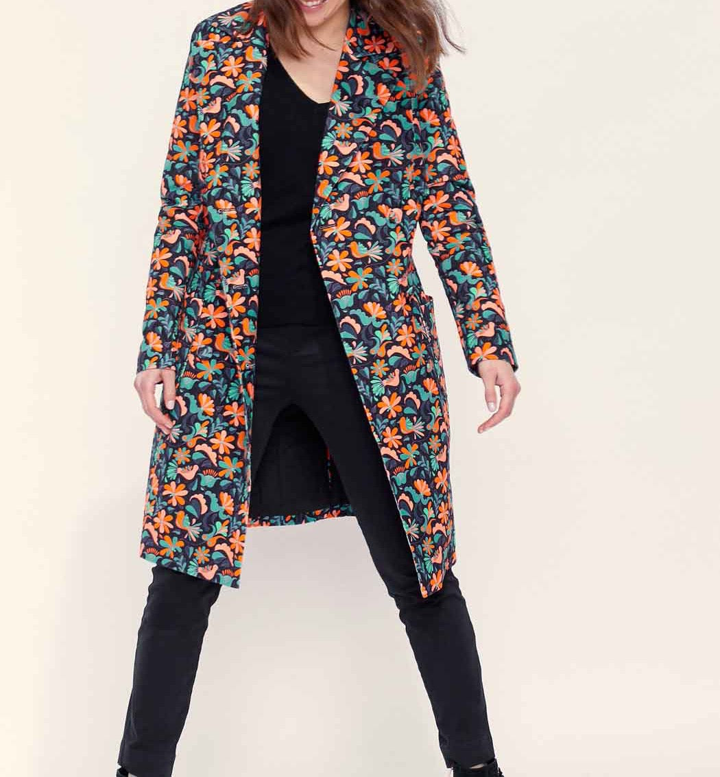 Manteau velours imprimé mi-long BARINA