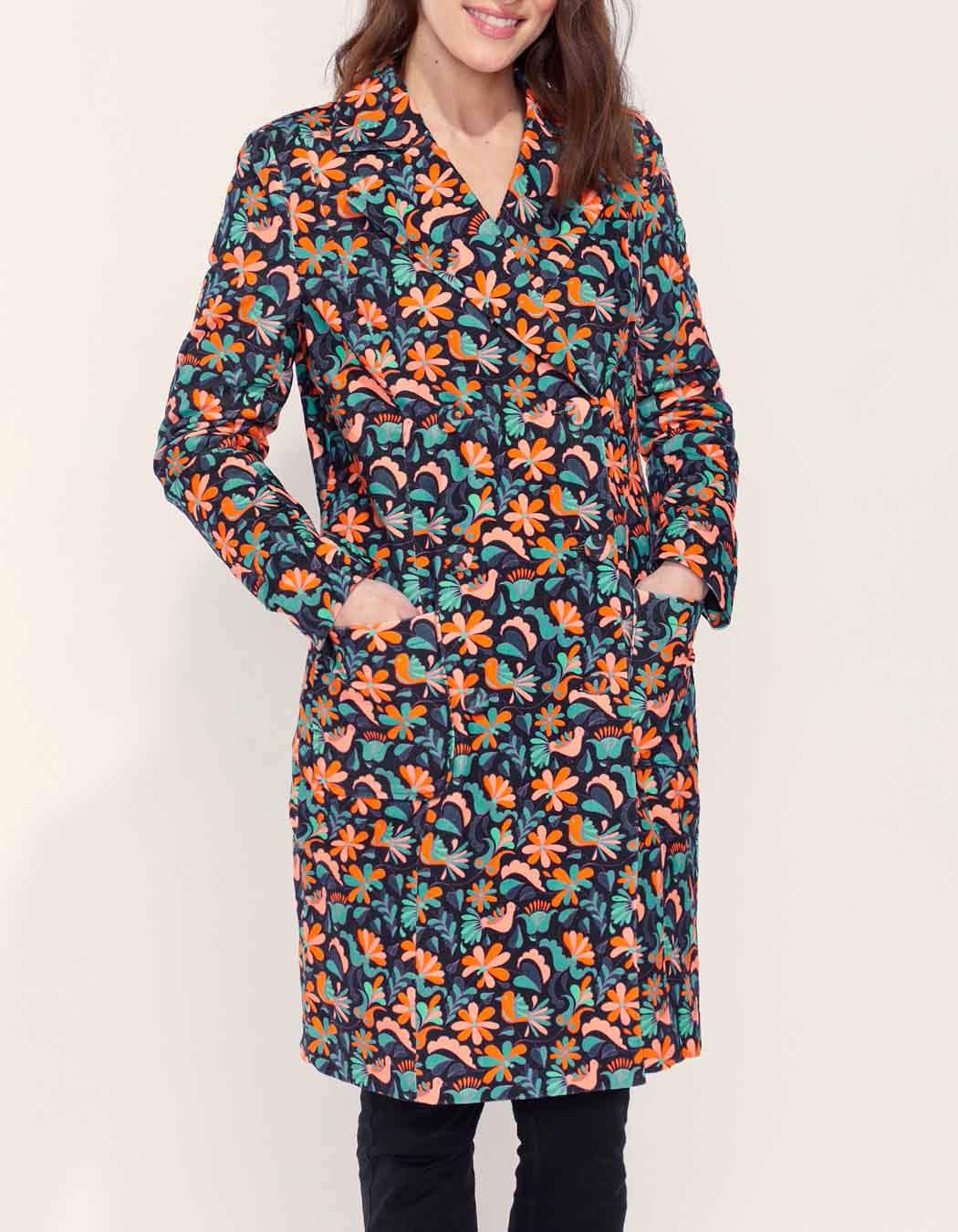 Manteau velours imprimé mi-long BARINA