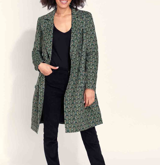 Manteau velours imprimé mi-long BARINA