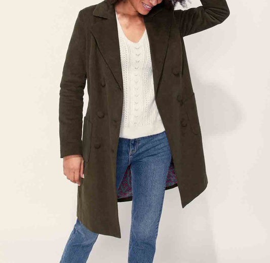 Manteau velours côtelé uni mi-long BARINA