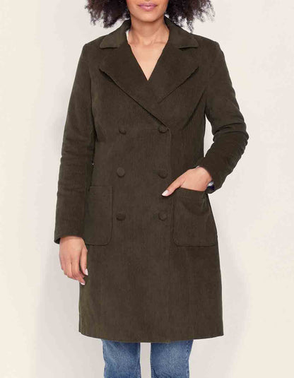 Manteau velours côtelé uni mi-long BARINA