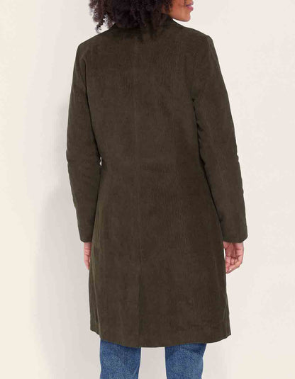 Manteau velours côtelé uni mi-long BARINA