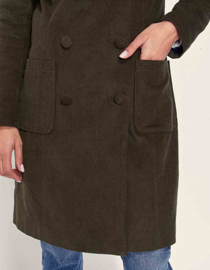 Manteau velours côtelé uni mi-long BARINA