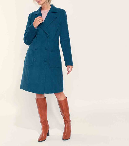 Manteau velours côtelé uni mi-long BARINA