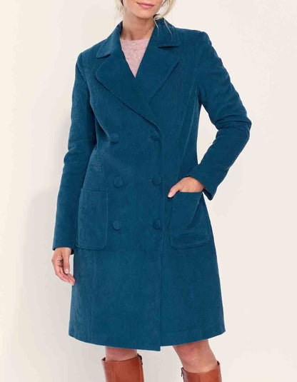 Manteau velours côtelé uni mi-long BARINA