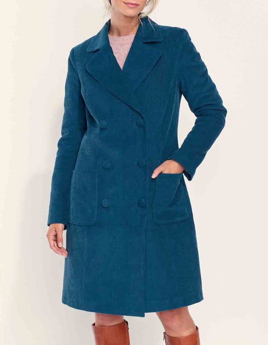 Manteau velours côtelé uni mi-long BARINA