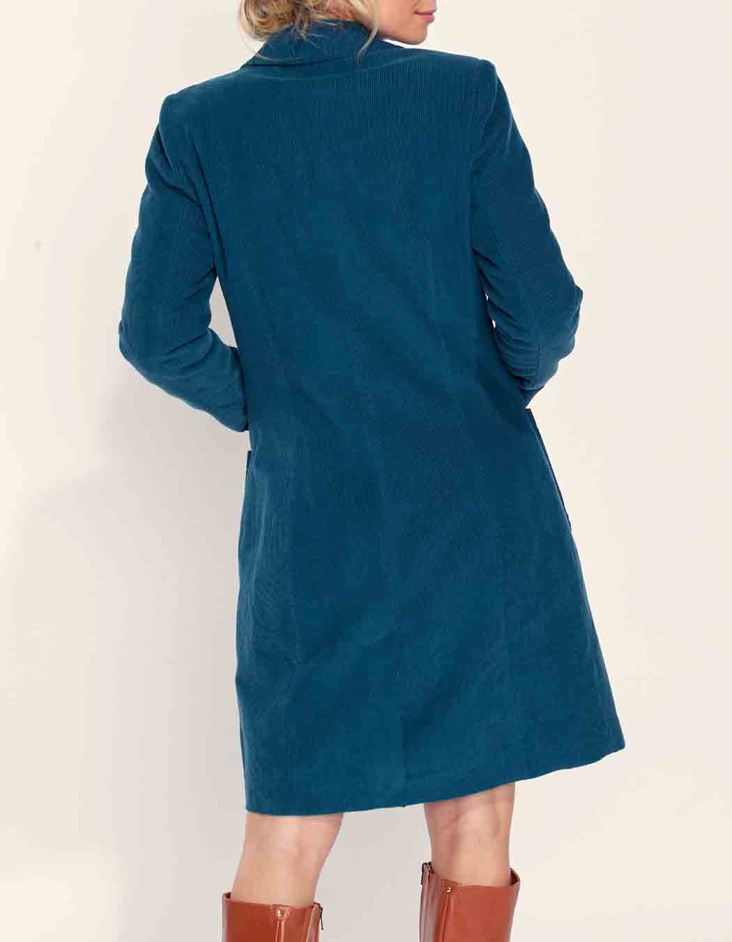 Manteau velours côtelé uni mi-long BARINA