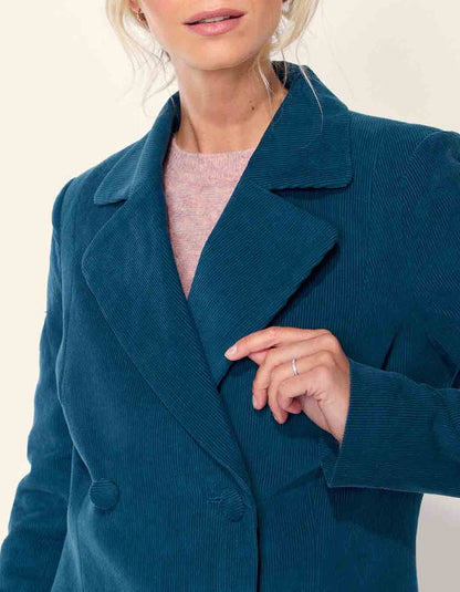Manteau velours côtelé uni mi-long BARINA