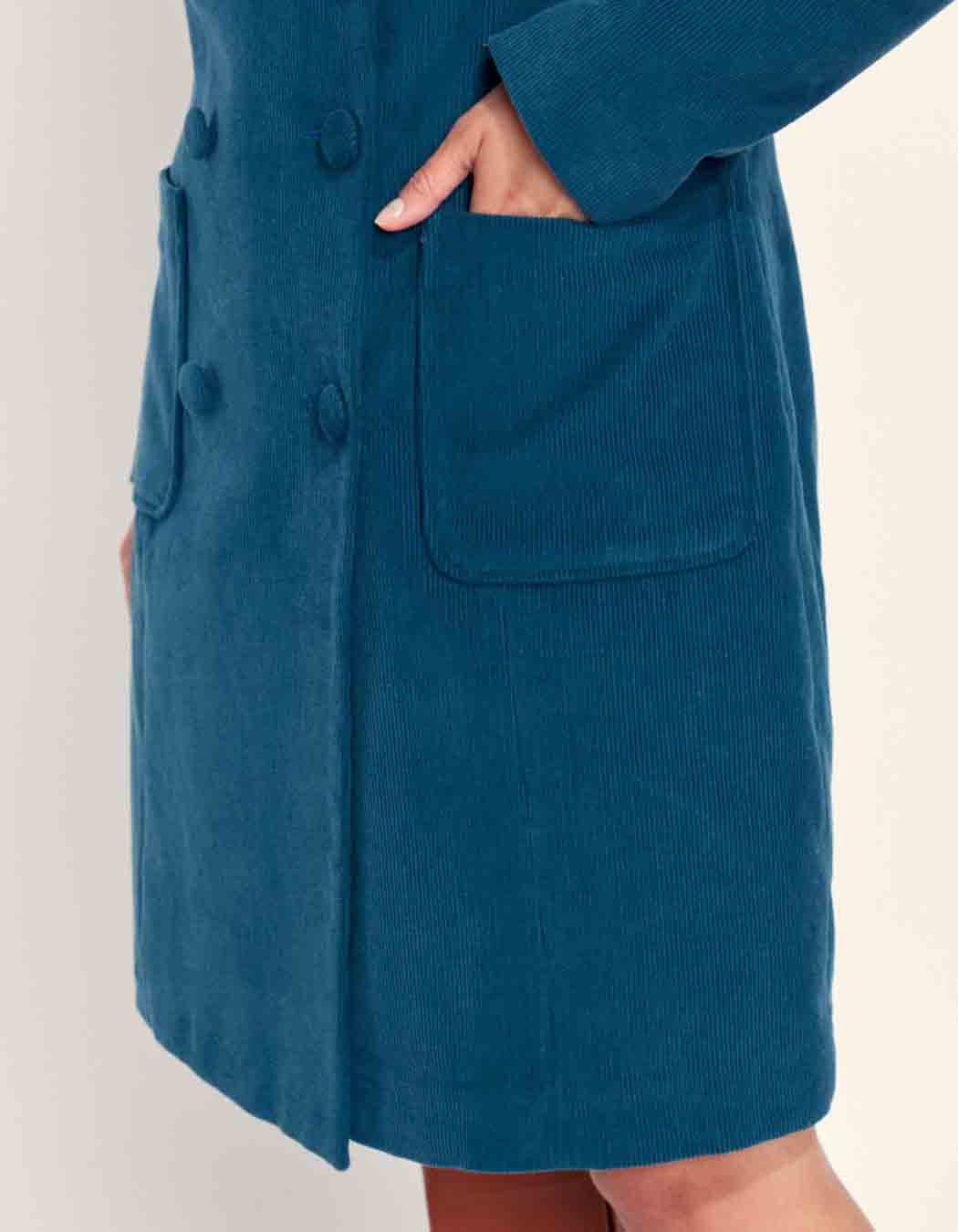 Manteau velours côtelé uni mi-long BARINA
