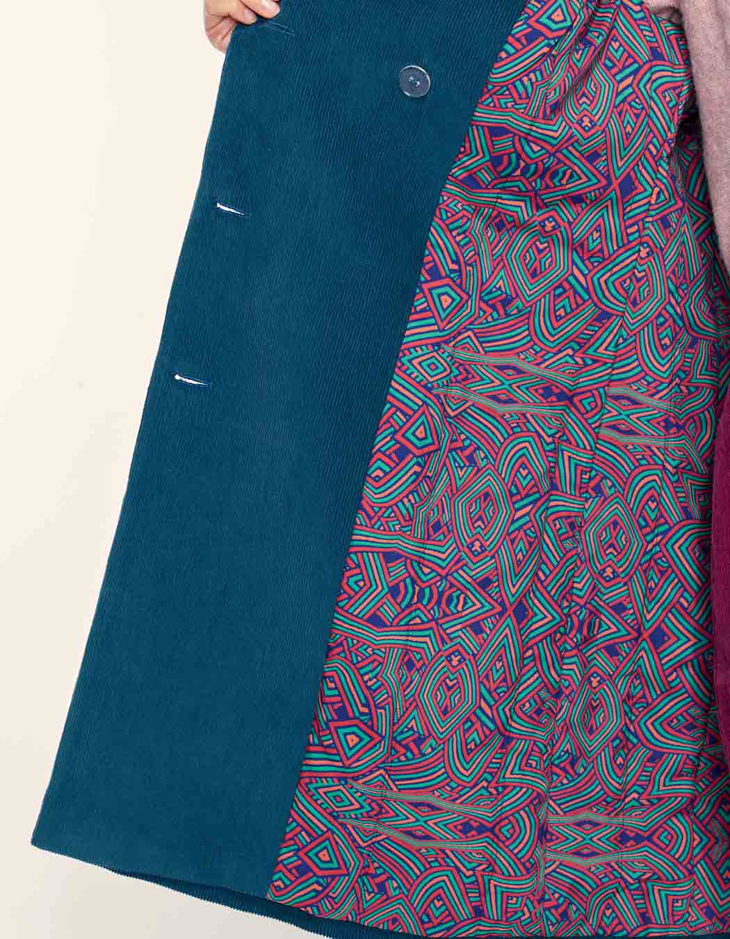 Manteau velours côtelé uni mi-long BARINA