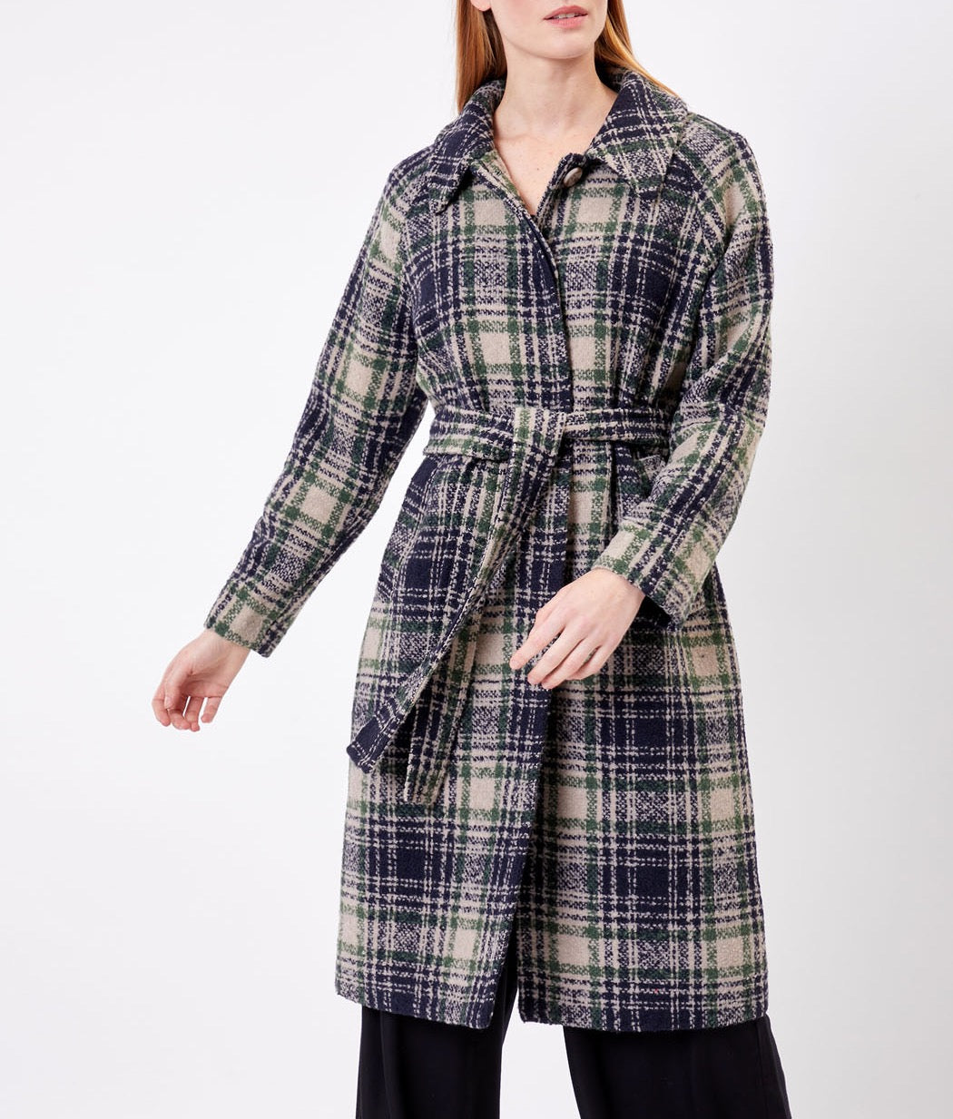 Manteau long en lainage motif BEKA