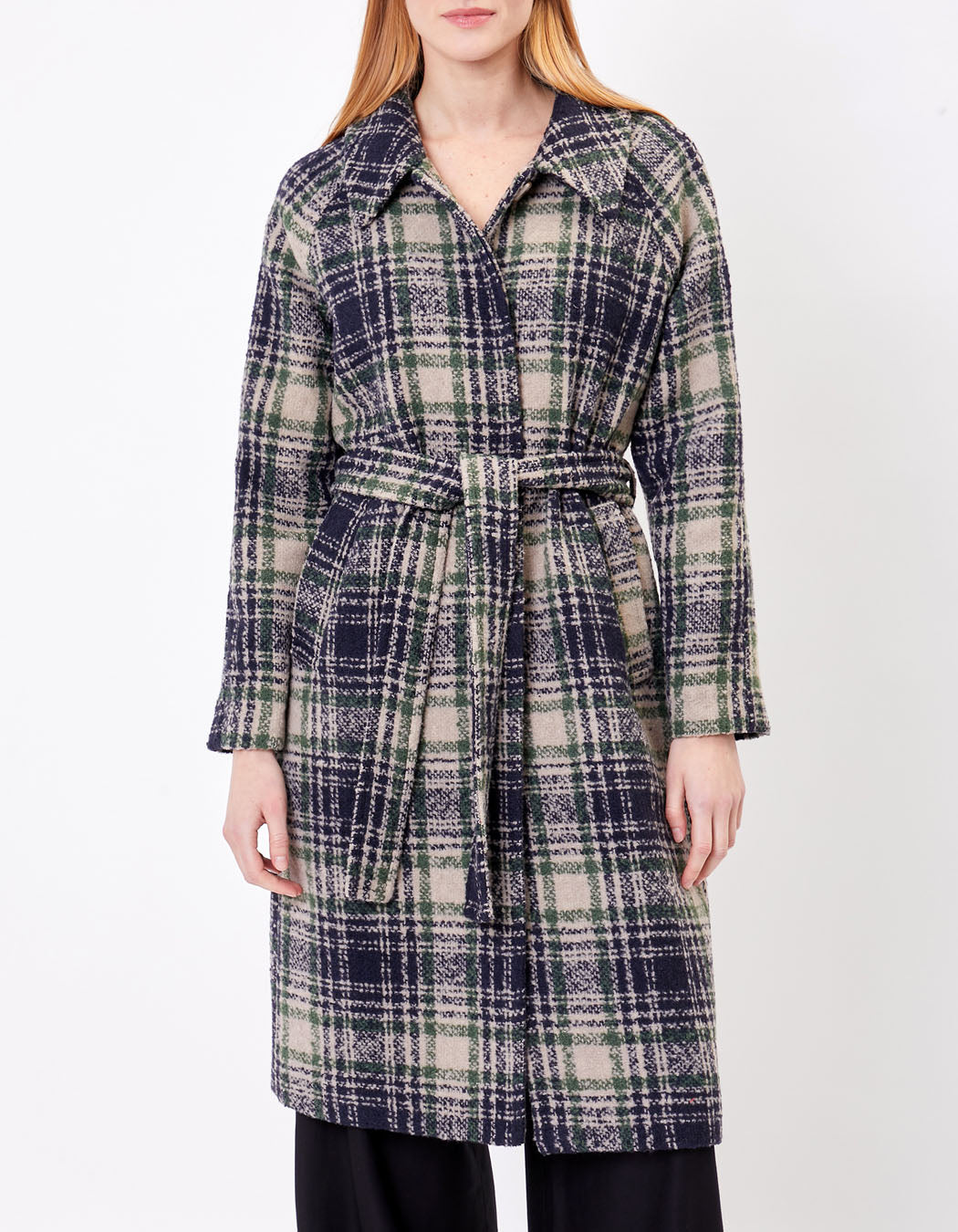 Manteau long en lainage motif BEKA