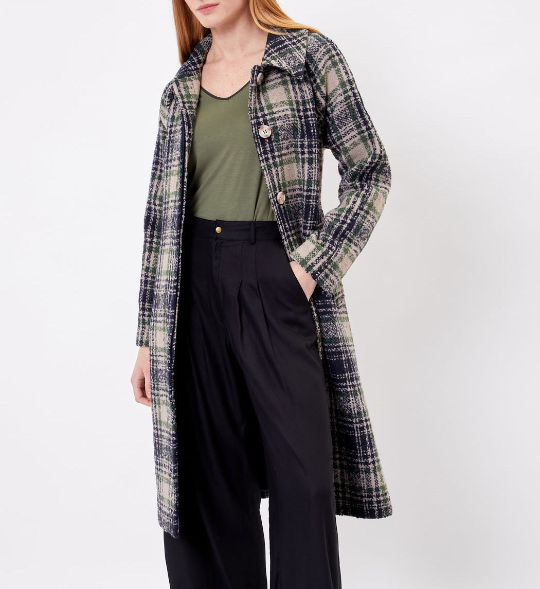 Manteau long en lainage motif BEKA