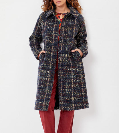 Manteau long en lainage motif BEKA