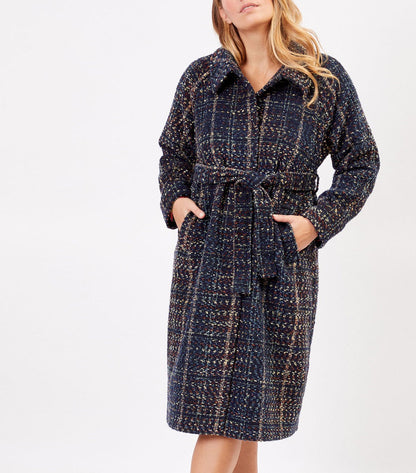 Manteau long en lainage motif BEKA
