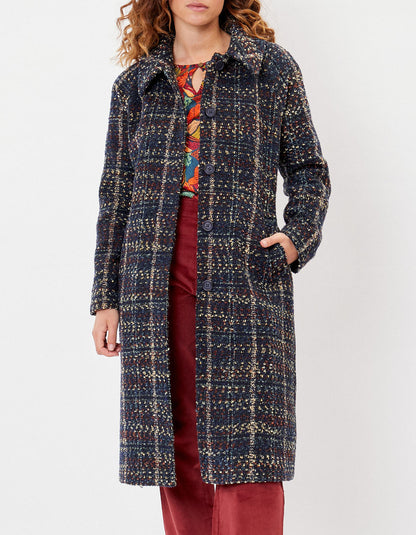 Manteau long en lainage motif BEKA