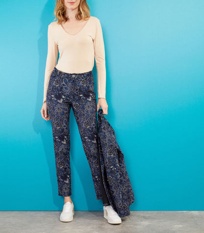 Pantalon droit velours imprimé stretch GILS