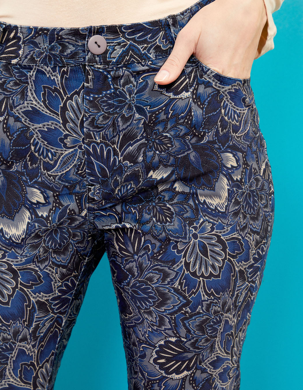 Pantalon droit velours imprimé stretch GILS