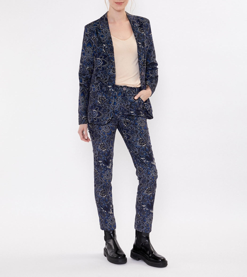 Pantalon droit velours imprimé stretch GILS