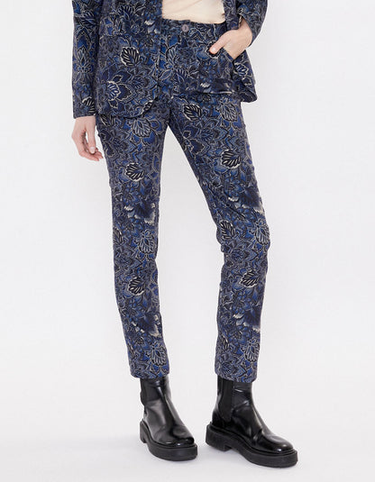 Pantalon droit velours imprimé stretch GILS